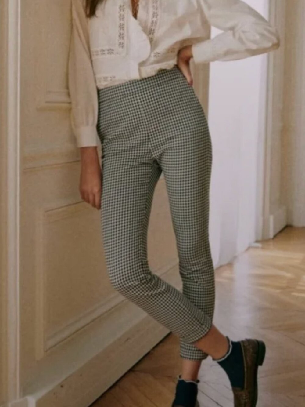 Sézane Clara Pants Black/White Checkered
